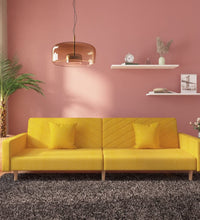 Schlafsofa 2-Sitzer mit 2 Kissen Gelb Stoff
