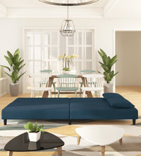 Schlafsofa 2-Sitzer mit 2 Kissen Blau Samt