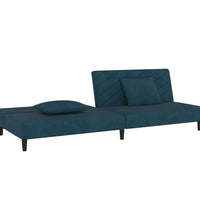 Schlafsofa 2-Sitzer mit 2 Kissen Blau Samt