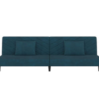 Schlafsofa 2-Sitzer mit 2 Kissen Blau Samt