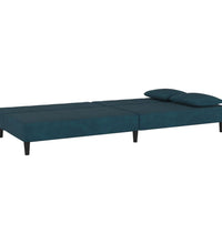 Schlafsofa 2-Sitzer mit 2 Kissen Blau Samt