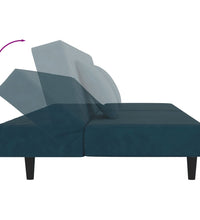 Schlafsofa 2-Sitzer mit 2 Kissen Blau Samt