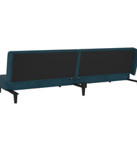 Schlafsofa 2-Sitzer mit 2 Kissen Blau Samt