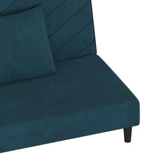 Schlafsofa 2-Sitzer mit 2 Kissen Blau Samt
