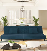 Schlafsofa 2-Sitzer mit 2 Kissen Blau Samt