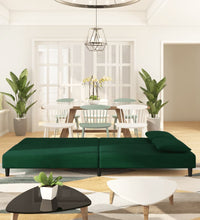 Schlafsofa 2-Sitzer mit 2 Kissen Dunkelgrün Samt