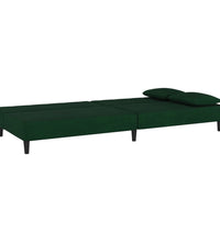 Schlafsofa 2-Sitzer mit 2 Kissen Dunkelgrün Samt