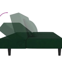 Schlafsofa 2-Sitzer mit 2 Kissen Dunkelgrün Samt