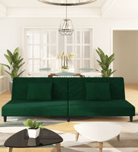 Schlafsofa 2-Sitzer mit 2 Kissen Dunkelgrün Samt