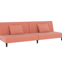 Schlafsofa 2-Sitzer mit 2 Kissen Rosa Samt