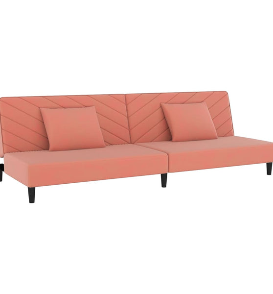 Schlafsofa 2-Sitzer mit 2 Kissen Rosa Samt