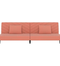 Schlafsofa 2-Sitzer mit 2 Kissen Rosa Samt