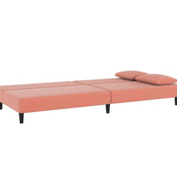 Schlafsofa 2-Sitzer mit 2 Kissen Rosa Samt