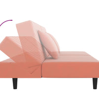 Schlafsofa 2-Sitzer mit 2 Kissen Rosa Samt