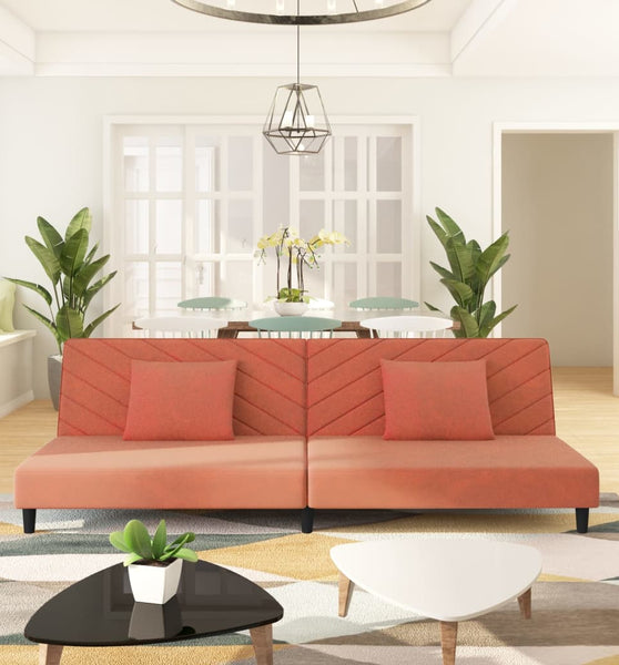 Schlafsofa 2-Sitzer mit 2 Kissen Rosa Samt