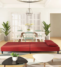 Schlafsofa 2-Sitzer mit 2 Kissen Weinrot Samt