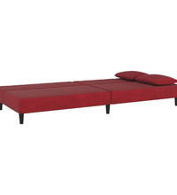 Schlafsofa 2-Sitzer mit 2 Kissen Weinrot Samt