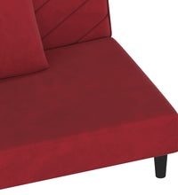 Schlafsofa 2-Sitzer mit 2 Kissen Weinrot Samt