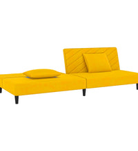 Schlafsofa 2-Sitzer mit 2 Kissen Gelb Samt