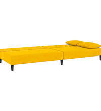 Schlafsofa 2-Sitzer mit 2 Kissen Gelb Samt
