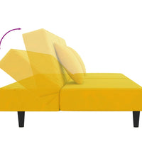 Schlafsofa 2-Sitzer mit 2 Kissen Gelb Samt