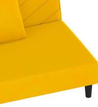 Schlafsofa 2-Sitzer mit 2 Kissen Gelb Samt