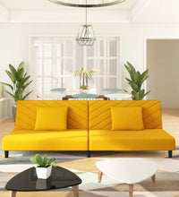 Schlafsofa 2-Sitzer mit 2 Kissen Gelb Samt