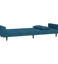 Schlafsofa 2-Sitzer mit 2 Kissen Blau Samt