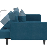 Schlafsofa 2-Sitzer mit 2 Kissen Blau Samt