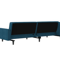 Schlafsofa 2-Sitzer mit 2 Kissen Blau Samt