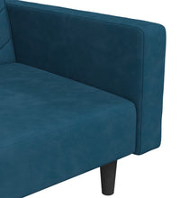 Schlafsofa 2-Sitzer mit 2 Kissen Blau Samt