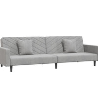 Schlafsofa 2-Sitzer mit 2 Kissen Hellgrau Samt