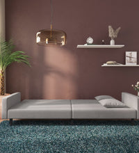 Schlafsofa 2-Sitzer mit 2 Kissen Hellgrau Samt