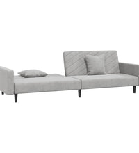 Schlafsofa 2-Sitzer mit 2 Kissen Hellgrau Samt