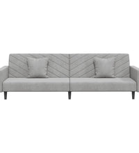 Schlafsofa 2-Sitzer mit 2 Kissen Hellgrau Samt