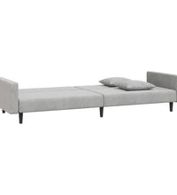 Schlafsofa 2-Sitzer mit 2 Kissen Hellgrau Samt