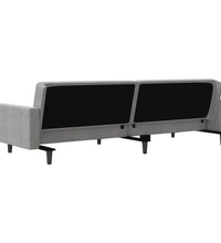 Schlafsofa 2-Sitzer mit 2 Kissen Hellgrau Samt