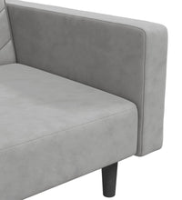 Schlafsofa 2-Sitzer mit 2 Kissen Hellgrau Samt