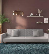 Schlafsofa 2-Sitzer mit 2 Kissen Hellgrau Samt