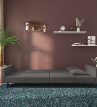 Schlafsofa 2-Sitzer mit 2 Kissen Dunkelgrau Samt