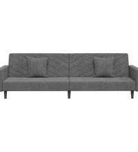 Schlafsofa 2-Sitzer mit 2 Kissen Dunkelgrau Samt