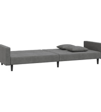 Schlafsofa 2-Sitzer mit 2 Kissen Dunkelgrau Samt