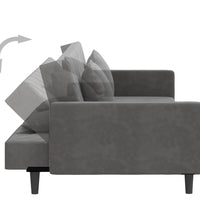 Schlafsofa 2-Sitzer mit 2 Kissen Dunkelgrau Samt
