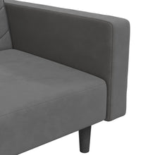 Schlafsofa 2-Sitzer mit 2 Kissen Dunkelgrau Samt