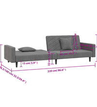 Schlafsofa 2-Sitzer mit 2 Kissen Dunkelgrau Samt