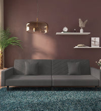 Schlafsofa 2-Sitzer mit 2 Kissen Dunkelgrau Samt