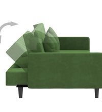 Schlafsofa 2-Sitzer mit 2 Kissen Dunkelgrün Samt