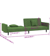 Schlafsofa 2-Sitzer mit 2 Kissen Dunkelgrün Samt