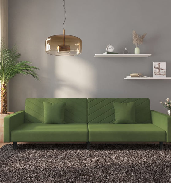 Schlafsofa 2-Sitzer mit 2 Kissen Dunkelgrün Samt