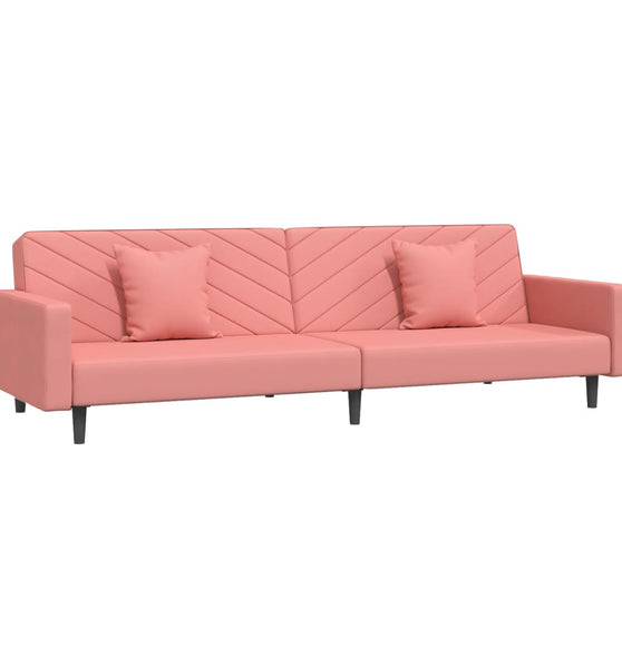 Schlafsofa 2-Sitzer mit 2 Kissen Rosa Samt
